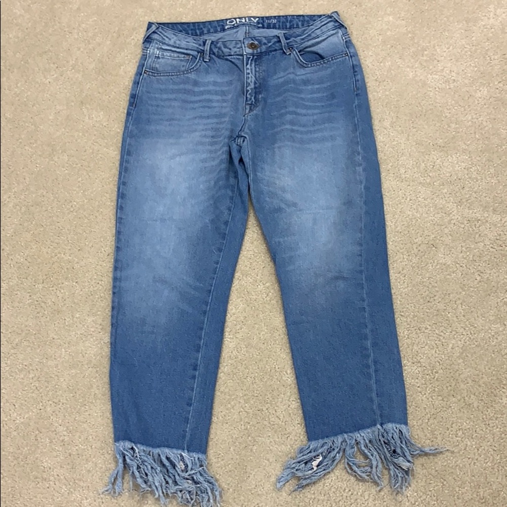 Only. Frayed bottom jeans